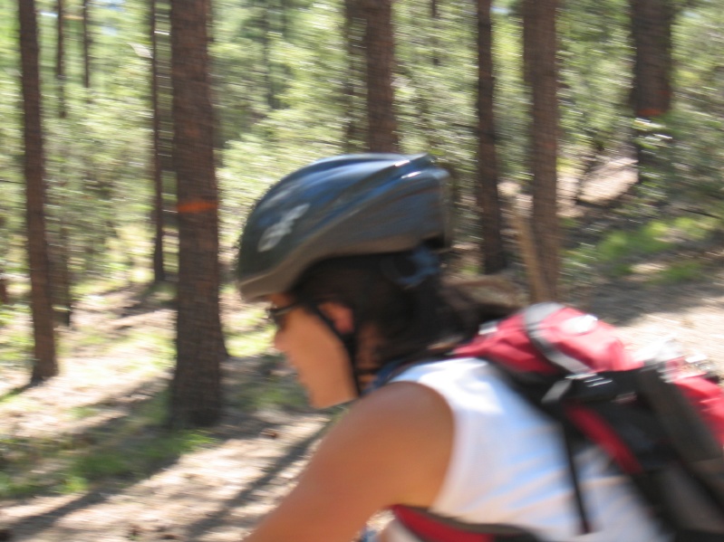 Julie going fast on bike course