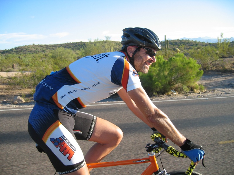John riding single speed bike