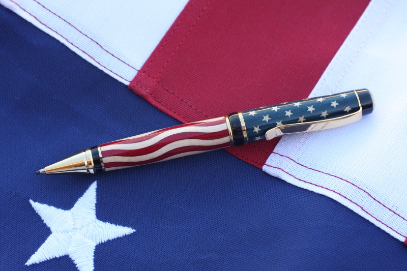 Stars and Strip Wood Enlay Cigar Pen